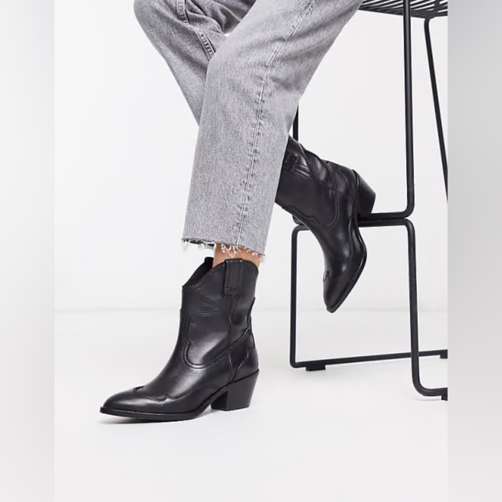 All Saints Shira Heeled Leather Cowboy Boots